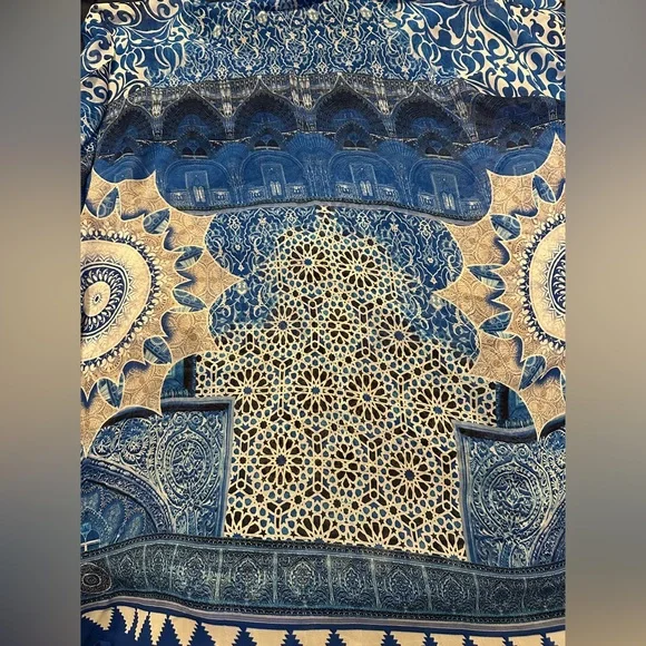 Cupro Kaftan Blue Mandala Women's Top from Seyva - Picture 4 of 6